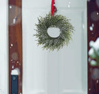 20 Inch Norfolk Pine Winter Wreath (Green & White) - Artificial Pine Greenery Christmas Winter Wreaths for Front Door Porch Wall Window Porch Fireplace Indoor Outdoor Decor Decorations