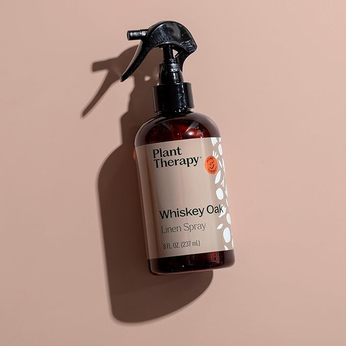 Plant Therapy Whiskey Oak Linen Spray, Exotic & Rich Woody Aroma with Hints of Vanilla, Evokes a Sense of Cozy Elegance, Perfect Scent to Cuddle up With, Natural Fragrance 8 oz