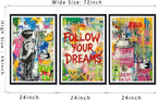 Novatique Banksy Wall Art Street Graffiti Canvas Wall Art Abstract Painting Pop Art Wall Decor Graffiti Art Print for Office Bedroom,24" x 36" x 3pcs