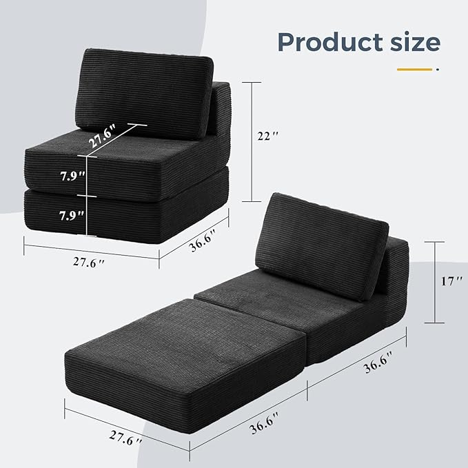 FILUXE Modular Sectional Sofa, Modern Modular Sofa Couch with Deep Seat，Comfy Cloud Couch, Sectional Couches for Living Room, Bedroom and Apartment，1-Seater，Dark Grey