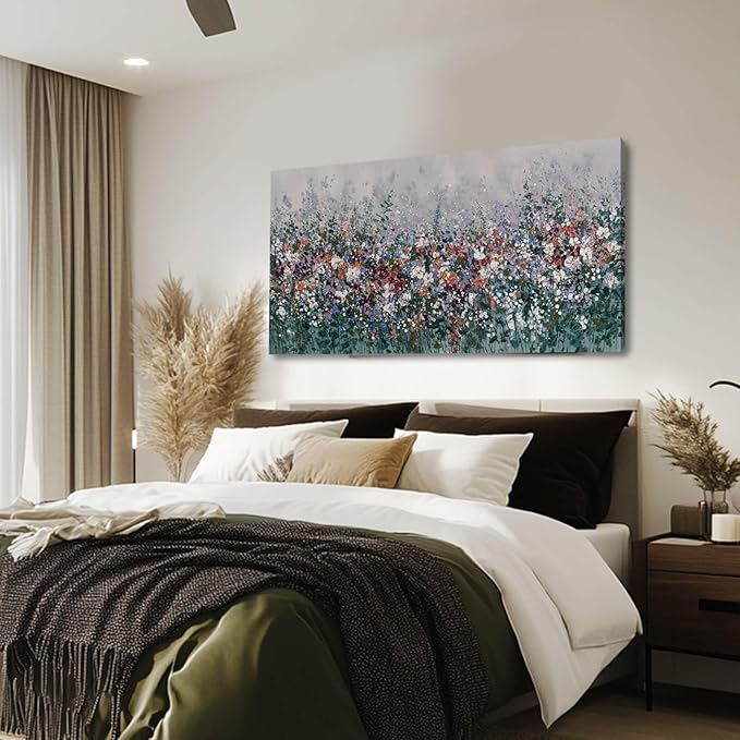 Colorful Flowers Wall Decor for Living Room Countryside Framed Wall Art for Office 24x48 Inch Botanical Canvas Photo Prints for Bedroom