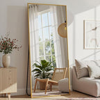 Full Length Mirror, 72"x32" Full Body Mirror, Oversized Floor Mirrors, Leaning Free Standing Mirrors, Hanging Mounted Large Mirrors for Bedroom Dressing Room, Cloakroom, Gold