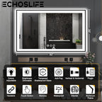 60x36 LED Mirror for Bathroom - Black Aluminum Framed (Front and Backlit),Anti-Fog Stepless 3 Colors Dimmable Lighted Smart Bathroom Mirror with Lights(Horizontal/Vertical)