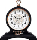 rnuie Desk Clock for Table Decor, Retro Mantel Clock Battery Operated for Fireplace Mantel, Living Room, Bedroom, Office, Desktop Decoration(Second Black)