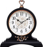 rnuie Desk Clock for Table Decor, Retro Mantel Clock Battery Operated for Fireplace Mantel, Living Room, Bedroom, Office, Desktop Decoration(Second Black)