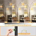 DLLT Modern Floor Lamp for Room: 3-Light Black Tree Dimmable Floor Lamps with Beige Shades for Living Room - Arc Standing Lamp for Bedroom - Tall Floor Lamp for Office Corner 3 LED Bulbs Included