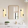 Modern Alabaster Marble Wall Sconces 14.17” Black Frame Dimmable 3000K Warm Glow Light Set of 2 for Bathroom Bedroom Hallway Living Room
