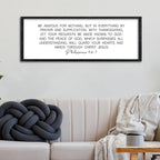 Surfapans Christian Wall Decor Be Anxious for Nothing Sign 32"×12" Philippians 4:6-7 Bible Verse Scripture Positive Quotes Holy Inspirational Religious Jesus Large Wood Framed Hanging Art (Black)