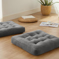 Meditation Floor Pillow Set of 2, Square Large Pillows Seating for Adults, Meditation Cushion Pillow,Tufted Corduroy Cushion for Tatami Living Room or Yoga, Dark Gray, 22x22 Inch