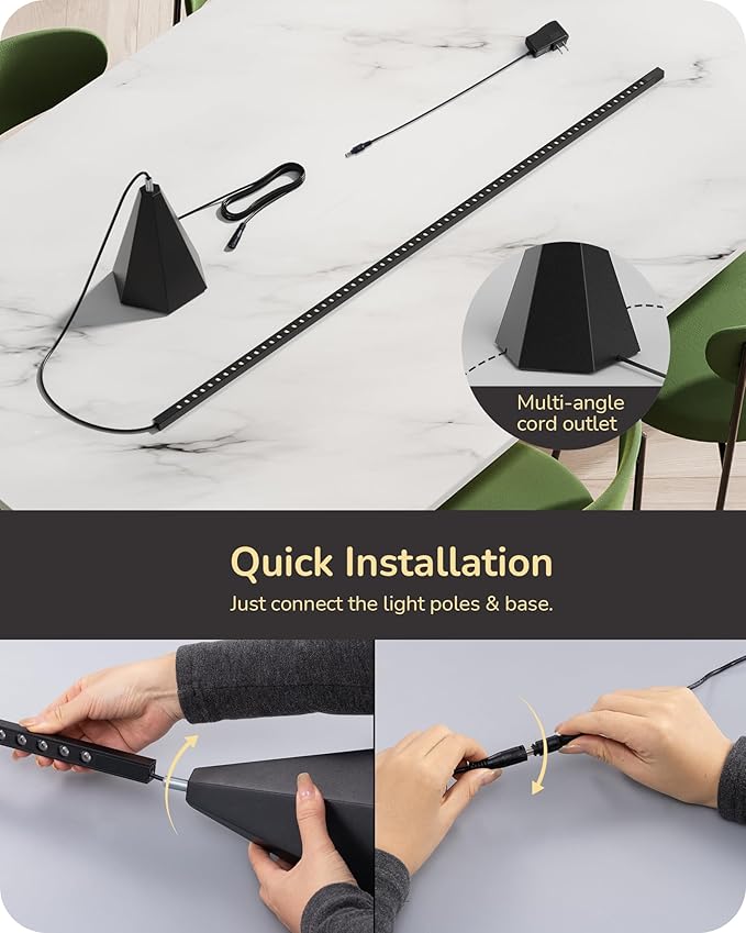 EDISHINE LED Corner Floor Lamp, New Gesture Control Dimmable Corner Light with Remote Control, 3000K-6000K Eye Caring Standing Lamp, Modern Minimalist Lit Lamp for Bedroom, Living Room, Office, Black