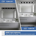 Modern LED Bathroom Lights Fixtures(6-Light),Metal Black Acrylic Wall Lighting,Vanity Lights for Bathroom Over Mirror(6000k 41in)