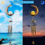 Moon Wind Chimes Solar Outdoor, Mother's Day Wind Chime Gift for Mom, Women, Grandma, Garden Courty ard Lawn Decor, Thanksgiving Gifts, Moon Gifts, Wind Chimes for Outside
