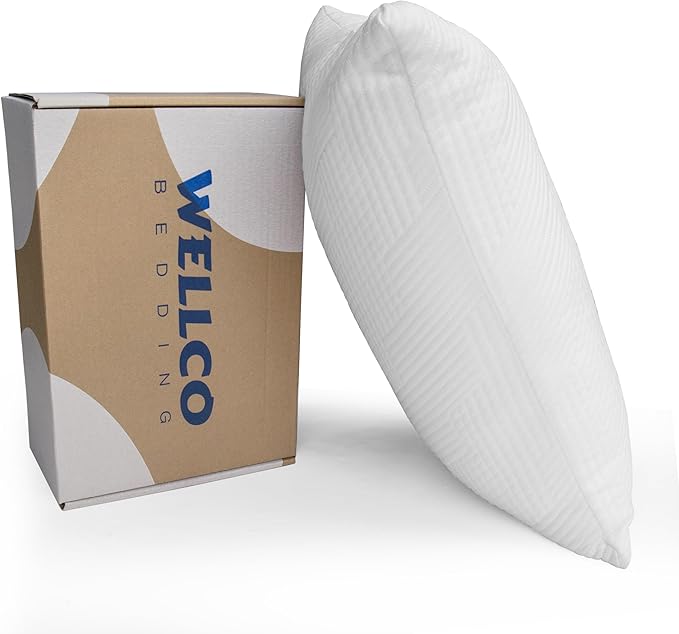 WELLCO Medium Firm Pillow Standard Size 26 x 18 inch, Bed Pillow with Adjustable Insert and 1 Cooling Pillowcase, Not Only Provides Stronger Support But Aslo Comfortable
