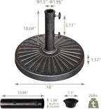 EliteShade USA Umbrella Base Stand Market Patio Outdoor Heavy Duty Umbrella Holder with Concave Radial Pattern,Bronze
