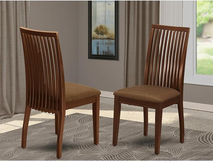 East West Furniture IPC-MAH-C Ipswich Dining Room Chairs - Linen Fabric Upholstered Solid Wood Chairs, Set of 2, Mahogany