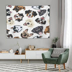VUMIVI Dog-Head Tapestry Cartoon Pet Illustrations Cute Funny Animals Colorful Graffiti Tapestry Wall Hanging for Living Room Bedroom Dorm Classroom Aesthetic Decor W80xL60in