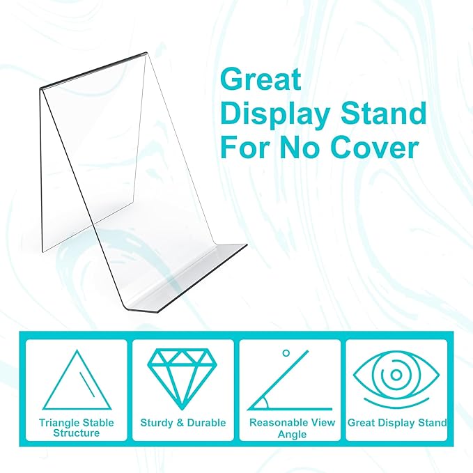 Boloyo Acrylic Book Stand Without Ledge,6 Inch 10PC Clear Acrylic Display Easel Transparent Display Stand Holder Tablet Holder for Displaying Pictures,Books,Artworks, CDs