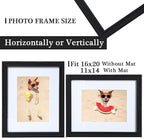 16x20 Picture Frame Black,16 x 20 Poster Frame for Wall with Real Glass, 11x14 with Mat or 16x20 Without, 20 By 16 Poster Frames Wooden Frame for Home Decor