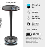 Cordless Table Lamp Rechargeable,6000mAh Battery Operated LED Desk Lamp 3 Color Stepless Touch Dimming,Waterproof Portable Memory Function Light for Bedroom,Outdoor,Patio,Dining,Restaurant Black