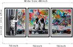 Novatique Graffiti Canvas Wall Art Colorful Street Wall Art Abstract Cool Art Painting Banksy Poster Print for Living Room Office,16" x 24" x 3pcs