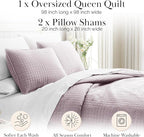 Southshore Fine Living, Inc. Full/Queen Quilt Set, Full Size Quilts with 2 Matching Pillow Shams, Lightweight Quilt Coverlet, Lightweight, Easy Care Machine Washable Queen Size Bedspread, Lavender