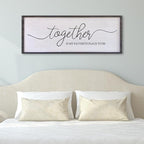 Surfapans Together Is My Favorite Place to Be Sign Wall Decor 40"X15" Bedroom Above Bed Rustic Large Beautiful Home Master Room Beautiful Soild Wood Framed Over Bed Hanging Couple Wall Art (Black)