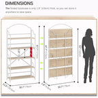 4NM No Assembly Extra Wide Folding Bookshelf for Living Room, 5 Tiers Collapsible Book Shelves Open Industrial Foldable Bookcase Storage Shelf for Home Office - Cloud Oak