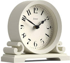 JONES CLOCKS® Saloon Mantel Clock | Traditional Double Scroll Design | Pale Cream | Contemporary Classic Style for Desk, Table, Shelf or Bedside