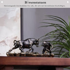 AETVRNI Wall Street Bull Statue Sculpture Stock Market Charging Bull Animal Figurine - Resin Sculpture of Bull VS Bear Ideal Gifts for Financial Investment Managers Investor,Bronze,11in