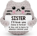 Positive Crochet Cat Emotional Inspirational Support Birthday Gifts for Sister,Handmade Knitted Cat for Women Coworker Friend Student Birthday Christmas Support Small Gifts