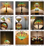 WERFACTORY Tiffany Floor Lamp Green Yellow Stained Glass Dragonfly Arch Lamp 12X18X64 Inch Gooseneck Adjustable Corner Standing Reading Light Decor Bedroom Living Room S009G Series