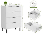 GarveeHome White Wave Fluted 5 Drawer Dresser for Bedroom, Modern Wood Chest of Drawers with Wide Drawers, Closet Dresser Organizer with Anti-Tipping Device and Metal Legs for Hallway Entryway
