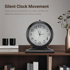10-inch Vintage Mantel Desk Clock, Silent Desk Clock for Living Room Décor, Easy to Read Larege Retro Mantel Clocks for Fireplace and Shelf Decoration.(Black)