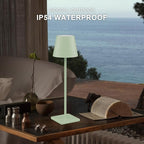 2-Pack LED Cordless Table Lamp, Rechargeable Battery Desk lamp 3W 5500mAh Battery Operated Stepless Dimming Modern Portable Table Light for Restaurant/Bedroom/Outdoor IP54 Waterproof (Green)