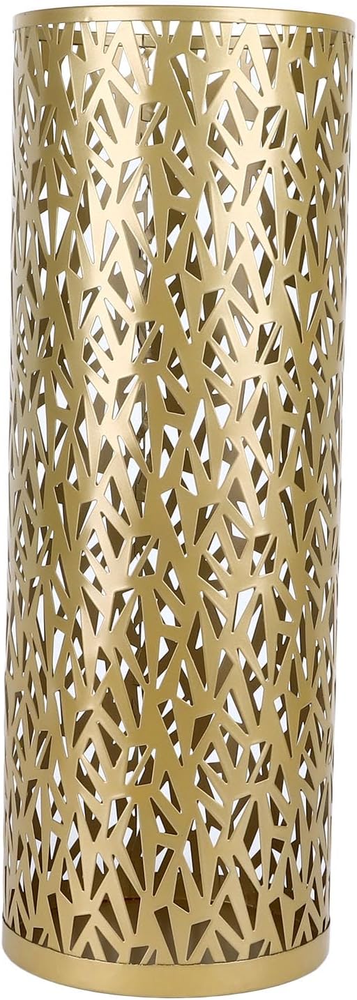 Umbrella Stand Umbrella Holder for Entryway,Umbrella Stand Rack,Metal Hollowed Freestanding Round Umbrella Holder Organizer Bin,Umbrella Rack Organizer Freestanding for Home Hotel Office(Small-Gold)