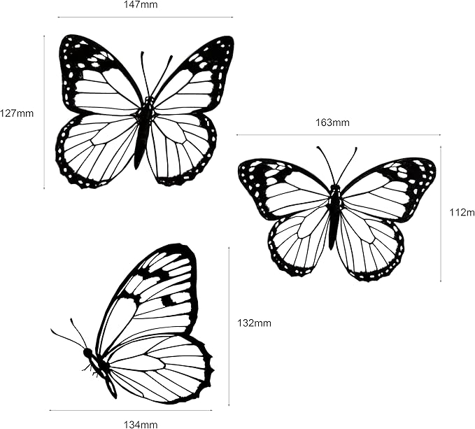 EONBES Black Metal Butterfly Wall Decor, 3-Piece Iron Butterfly Wall Art for Home Decor, Minimalist Elegant Wall Hangings for Living Room, Bedroom, Bathroom, Garden, Outdoor & Indoor Use