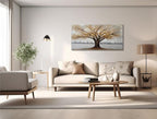 Alenoss 3D Modern Oil Painting on Canvas 24x48, Large Abstract Textured Tree Paintings Canvas Wall Art Home Decorations Framed Wall Art Pictures for Bedroom Living Room Wall Decor