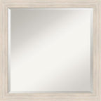 Amanti Art White Wall Mirror 23x23 Hardwood White Wash Narrow Square Bathroom Mirror for Wall Decor Living Room, Medium Country Rustic Wood Frame, Hangs Horizonally and Vertically, Bathroom Decor,
