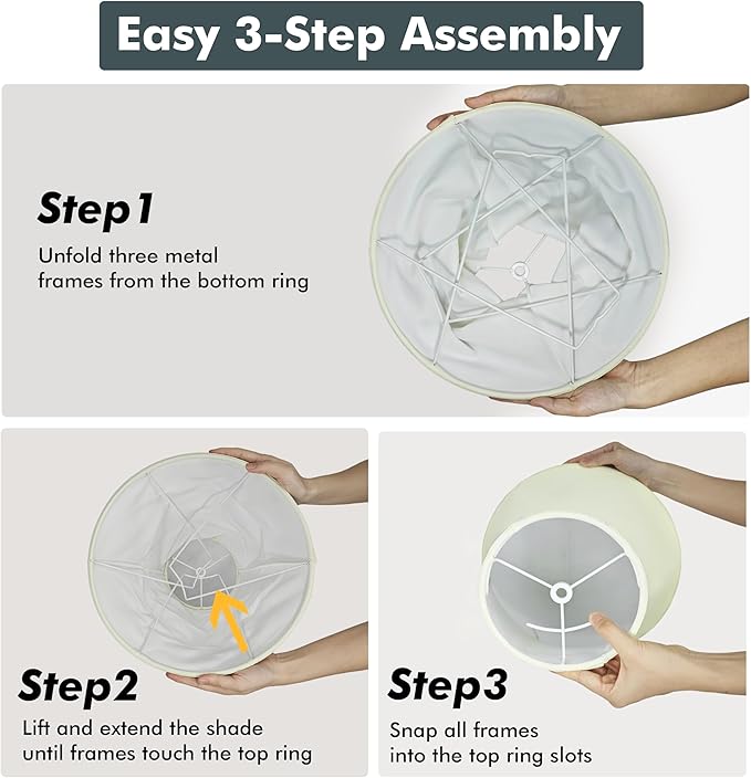 Cream Bell Lamp Shade - 1 Pack, 6.7" x 13" x 10.6" Fabric Replacement Lampshade for Table Lamp, Spider Fitter Lamp Shade for Home Decorative Lighting for Living Room, Bedroom, Study Room