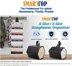 Travel Glasses Case Storage Multifunctional PU Leather Portable Sunglasses Organizer Case Multiple Slots for Glasses(Gray)