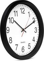 Bernhard Products Black Wall Clock Silent Non Ticking - 16 Inch Extra Large Quality Quartz Battery Operated Round Easy to Read Home/Office/Business/Kitchen/Classroom/School Clocks