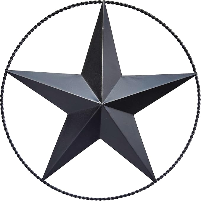 JoyEvy 12.4" Black Barn Star Wall Decor, Metal Stars for Outside or Inside Texas Stars Art Rustic Vintage Western Country Home Farmhouse Wall Decoration