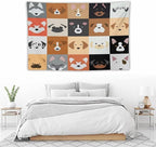 VUMIVI Dog Tapestry Funny Cartoon Pet Patterns Colorful Illustrations Square Animals Tapestry Wall Hanging for Living Room Bedroom Dorm Classroom Aesthetic Decor W90xL60in