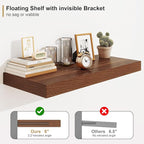 Heimlove Walnut Bathroom Shelf Floating Shelves for Over Toilet Long Wall Mounted Modern Farmhouse,48 x 12 with Invisible Brackets for Living Room, Kitchen, Bedroom