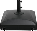 Simple Deluxe 125lb Capacity Fillable Mobile Patio Umbrella Base Heavy Duty Square Market Stand for Outdoor with 4 Wheels, 2 Locks, 2 Knobs, Black