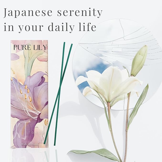 Pure Lily Luxury Japanese Incense Sticks 60sticks Bergamot Vanilla Jasmine Coreless Low Smoke Natural Charcoal Free Non Toxic Aromatherapy Meditation Calming Stress Relief Relaxation Yoga TOMORI