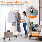 HOKEEPER Clothes Rack with Lockable Wheels Height Adjustable Clothing Rack Clothing Rack 300LBS Commercial Grade Portable Closet for Bedroom, Living Room, Laundry, Balcony, Silver