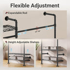 Timate L6 Closet Rack Wall Mount for Corner - Expandable Industrial Pipe Closet , Heavy Duty Hanging Garment Rack, Closet Organizer Storage Solution for Wardrobe, Bedroom, Walk-in Closets, Black