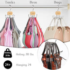 Belt Hanger, Belt Organizer for Closet,Rotatable Tie Rack,Belt Holder,Hanging Closet Organizer Hook for Belt, Bra, Tank Top, Tie, Scarf, Purse,4PCS,Natural