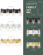 3-Light Bathroom Light Fixtures, Brushed Nickel Vanity Light with Cylinder Clear Glass Shade, Modern Vanity Lighting Fixtures Over Mirror, VL143-BN-3